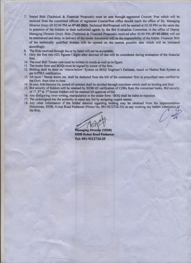 NOTICE INVITING TENDER